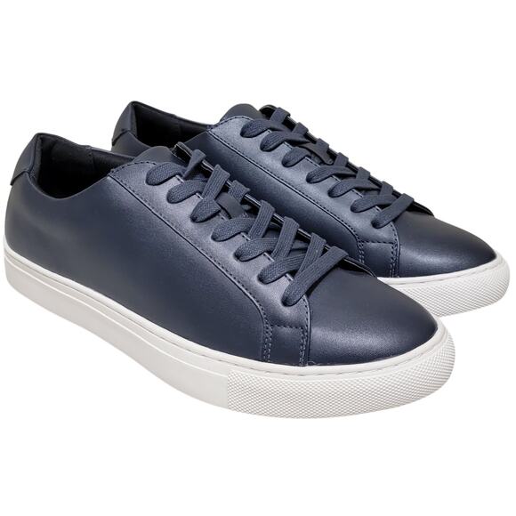 Alfani Men Grayson Low Top Lace Up Sneakers Size US 8M Navy Blue Faux Leather - Picture 1 of 4